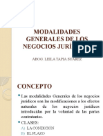 Modalidades Generales de Los Negocios Jurídicos: Abog. Leila Tapia Suarez