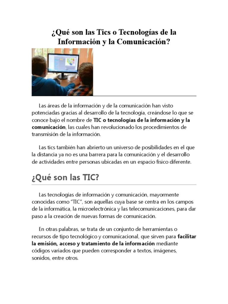 Qué Son Las Tics o Tecnologías de La Información y La Comunicación ...