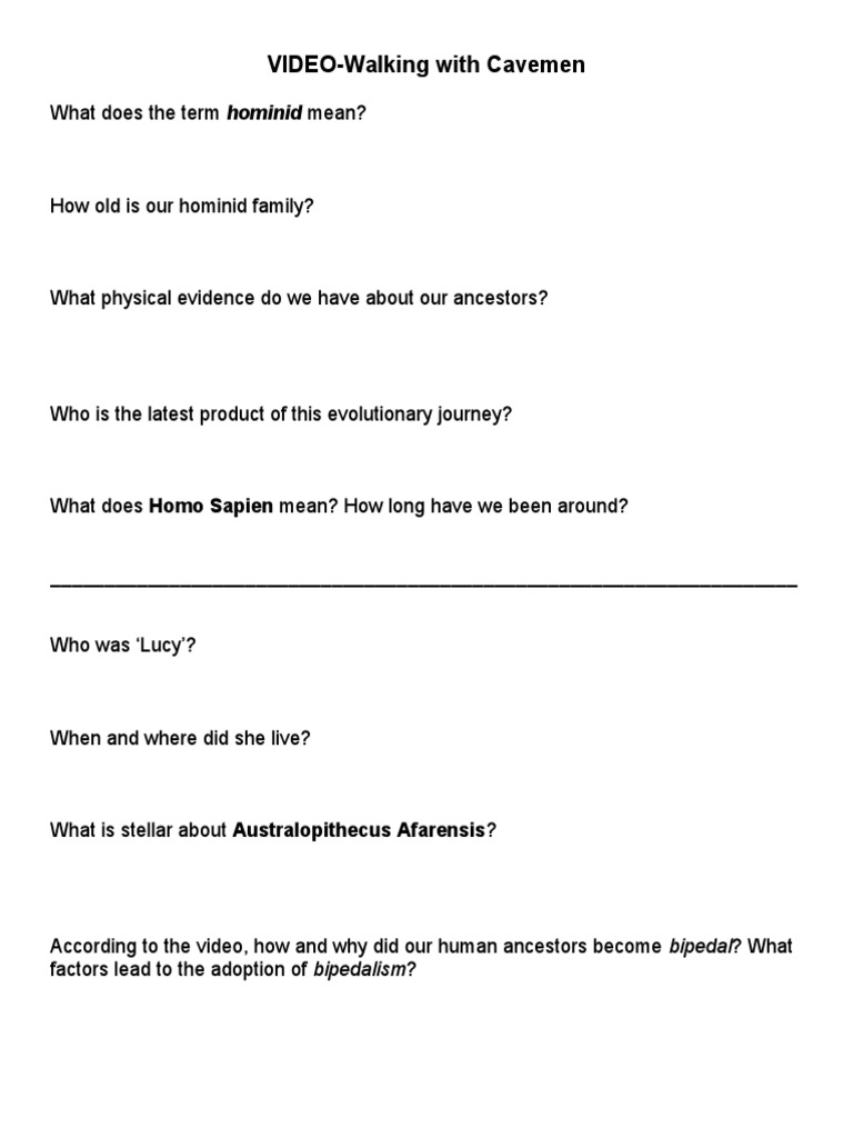 Walking With Cavemen Questions | PDF