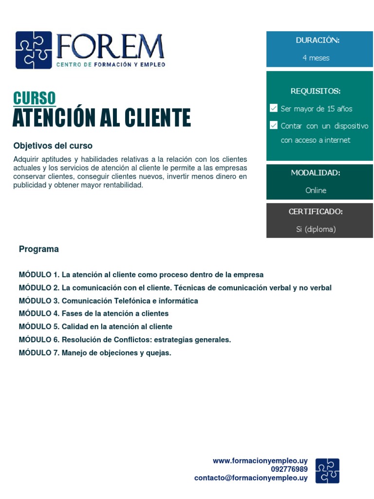 Curso Online de Atención al Cliente | PDF | Servicio al Cliente | Internet