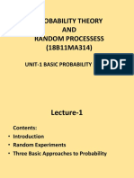 Probability Theory AND Random Processess (18B11MA314) : Unit-1 Basic Probability (Co-1)