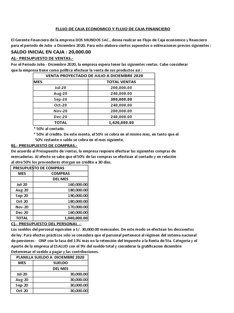 Flujo de Caja Economico y Financiero | PDF | Flujo de efectivo ...