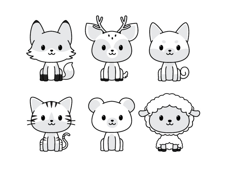 Dibujos de Animales KAWAII para colorear -Preciosos