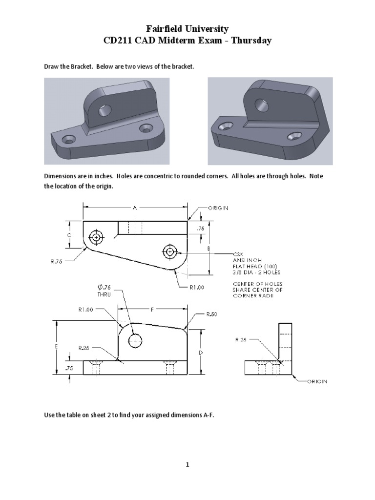 Fairfield University CD211 CAD Midterm Exam - Thursday | PDF