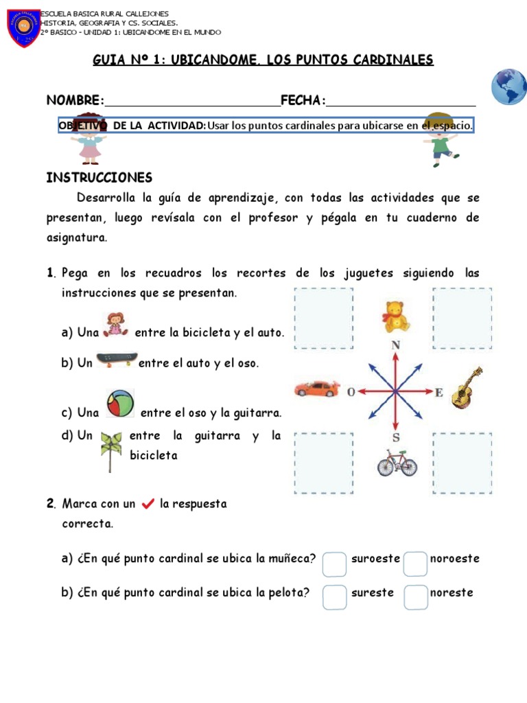 Clase 01 Guia N 1 Ubicandome Puntos Cardinales | PDF