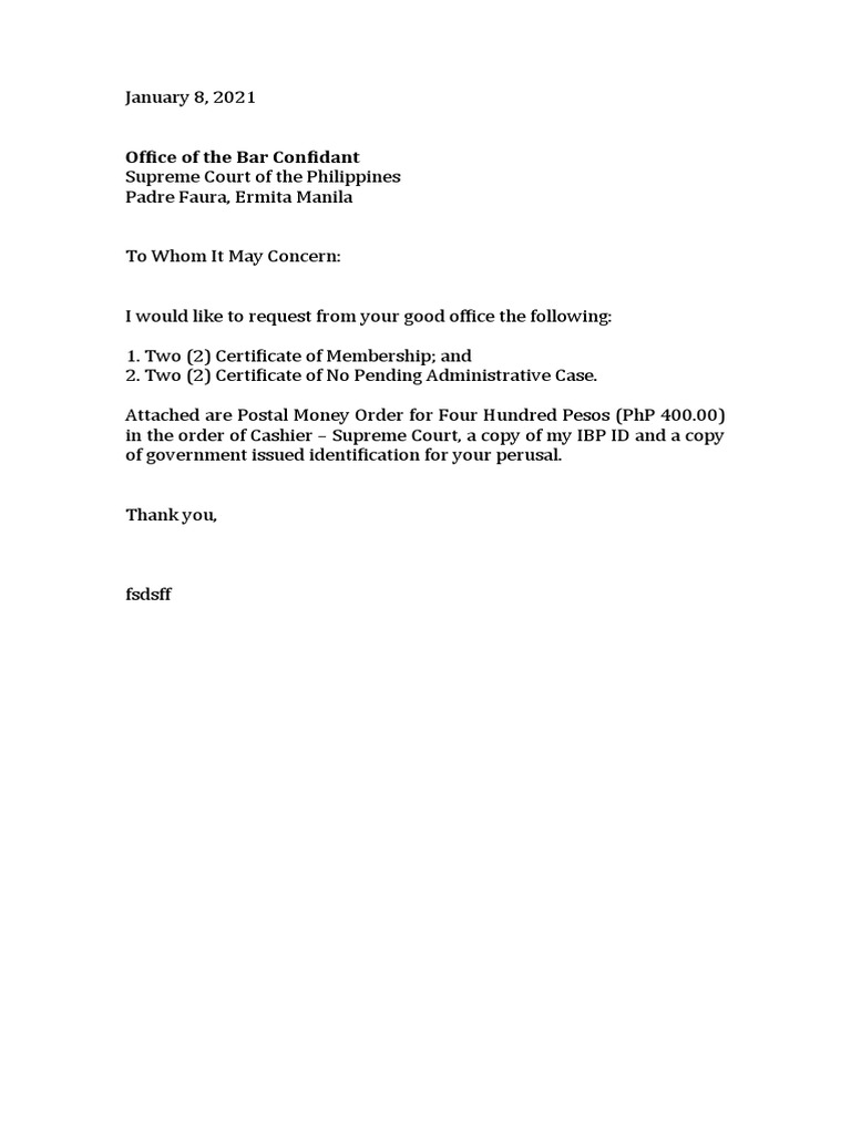 Etter of Request To OBC | PDF