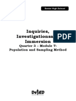 Inquiries, Investigationsand Immersion: Quarter 3 - Module 7: Population and Sampling Method