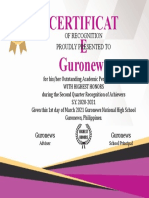 Certificat E Guronews: of Recognition Proudly Presented To