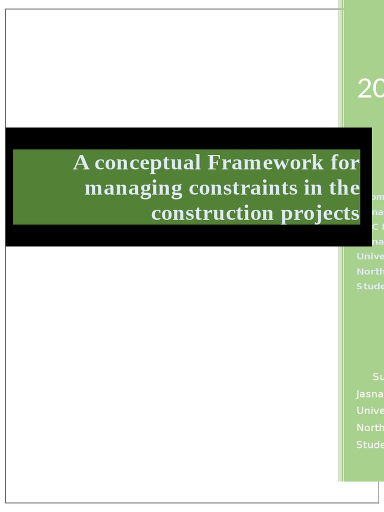 A Conceptual Framework For Managing Constraints For Construction ...