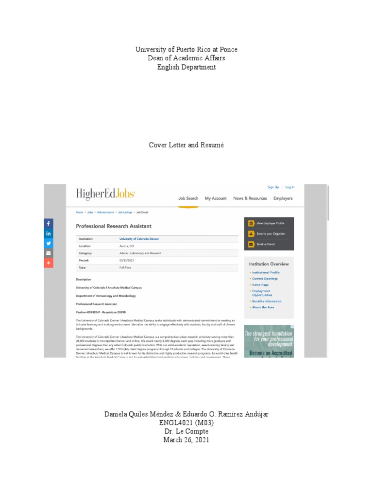 University of Puerto Rico at Ponce Dean of Academic Affairs English