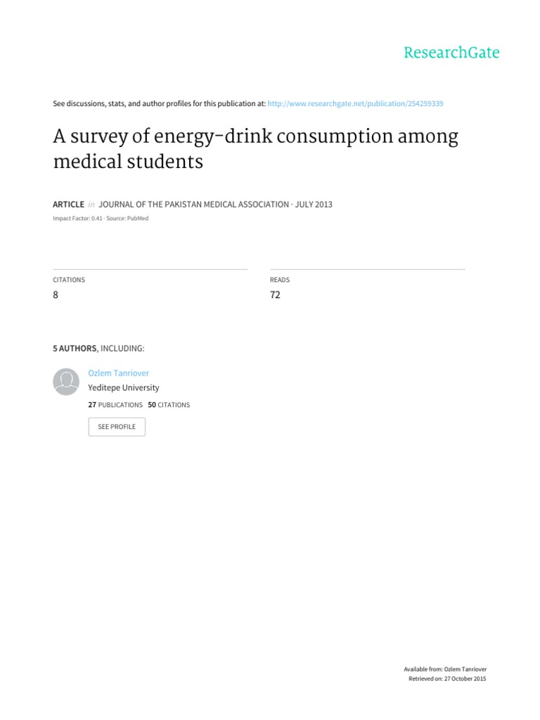 Energy Drink Consumption in Medical Students | PDF | Caffeine | Drink
