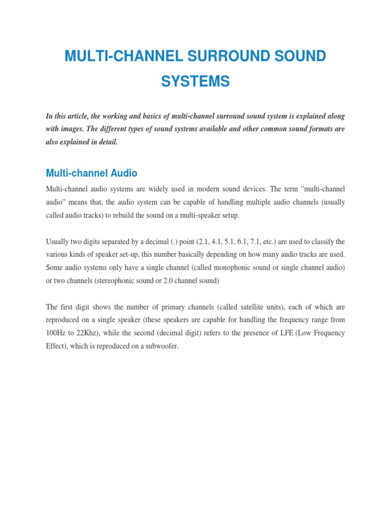 Multi-Channel Surround Sound Guide | PDF | Sound Recording And ...
