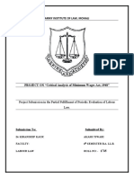 Army Institute of Law, Mohali: Project Submission in The Partial Fulfillment of Periodic Evaluation of Labour Law