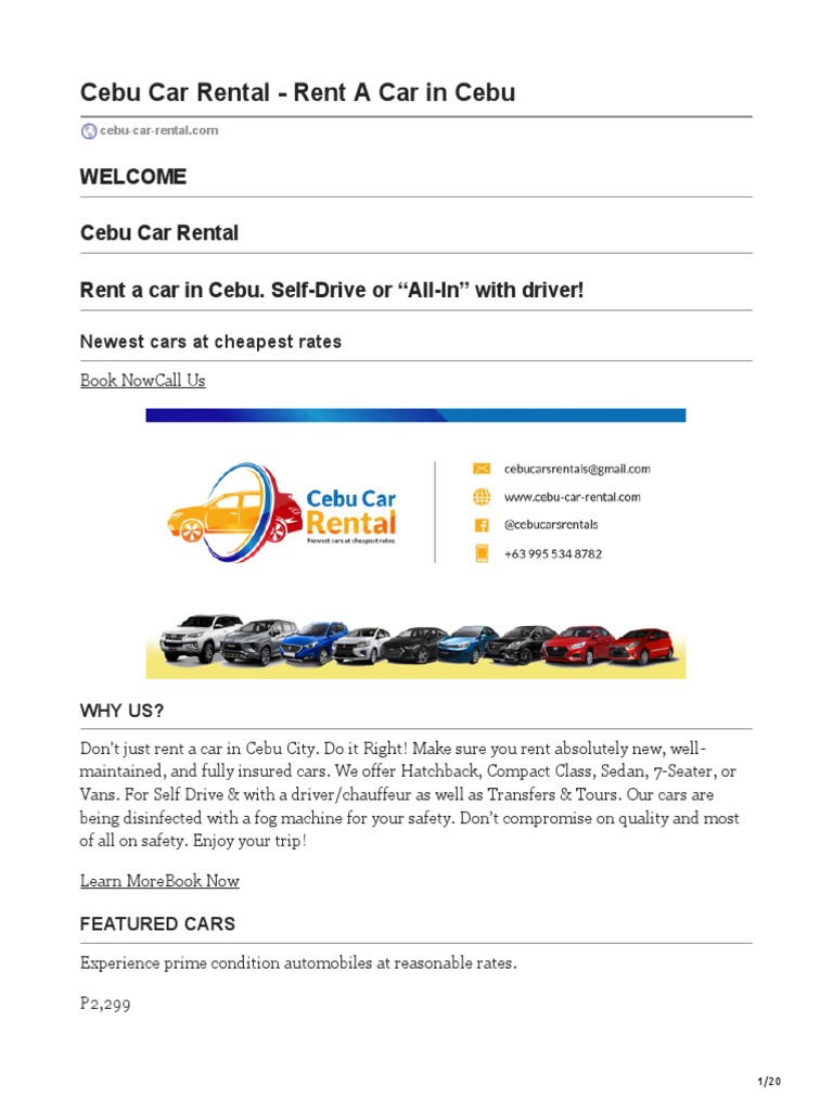 Cebu Car Rental - Rent A Car in Cebu - Newest Cars at Lowest Rates. | PDF