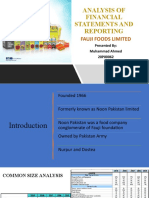 Analysis of Financial Statements and Reporting: Fauji Foods Limited