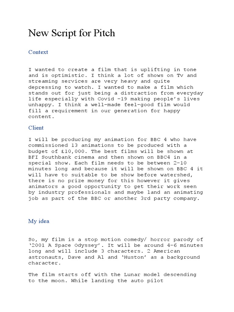 New Script For Pitch | PDF | Jokes