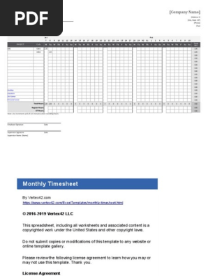 Monthly Timesheet