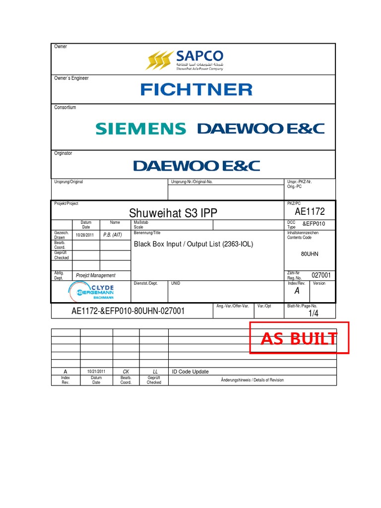 Black Box Input/Output List for Shuweihat S3 | PDF | Electricity ...