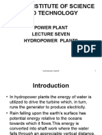 Mbeya Institute of Science and Technology: Power Plant Lecture Seven Hydropower Plants