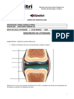 Descrição Da Atividade para Alunos Aula Articulação Sinovial