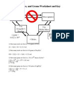 Moles, Molecules, and Grams Worksheet and Key