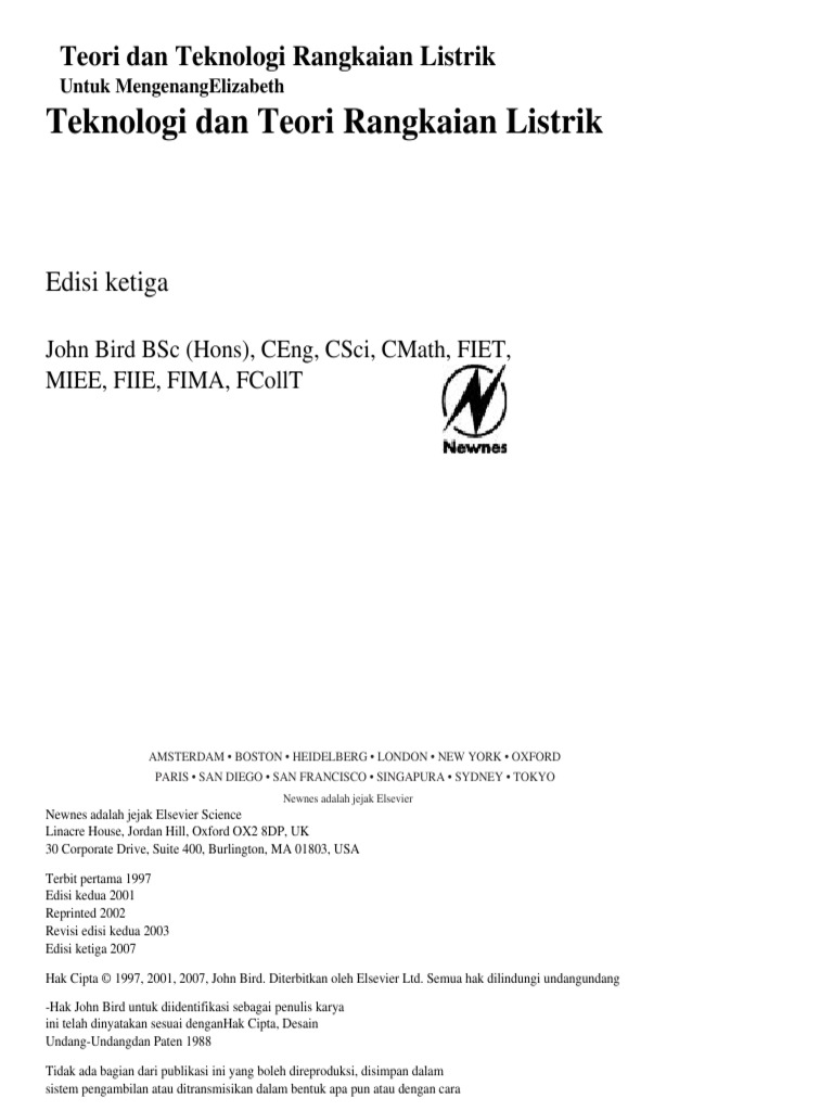 Salinan Terjemahan Electrical Circuit Theory and Technology, Third Edition  (Electrical Circuit Theory and Technology) | PDF