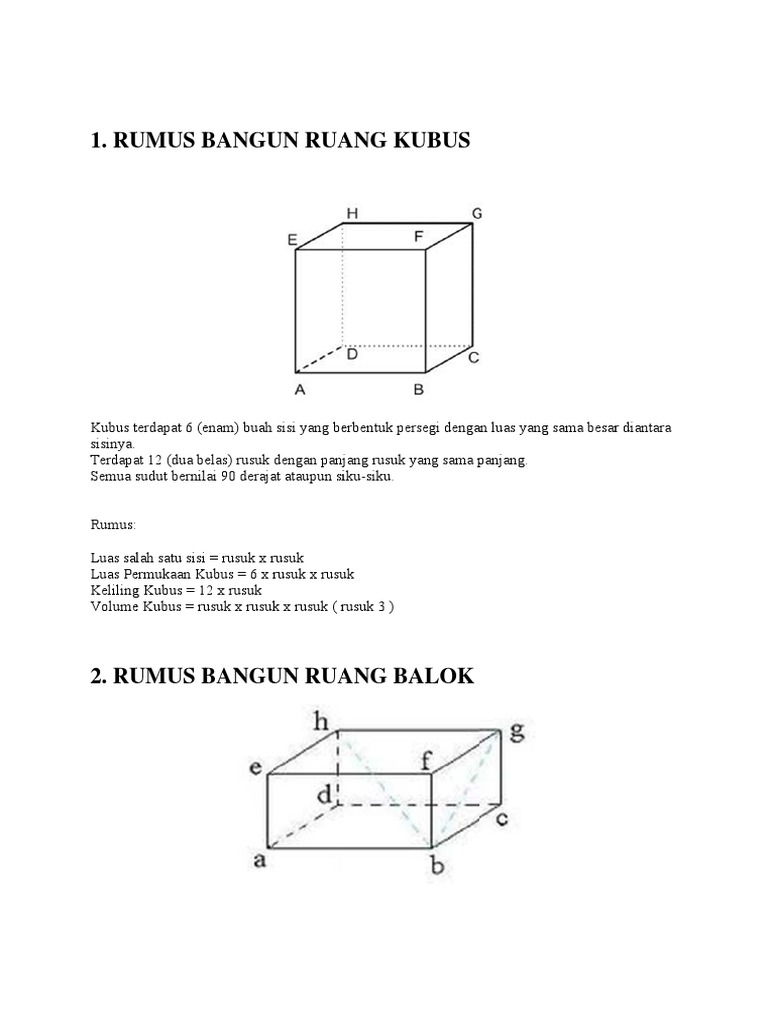 Rumus Volume dan Luas Bangun Ruang | PDF | Seni & Disiplin Bahasa ...