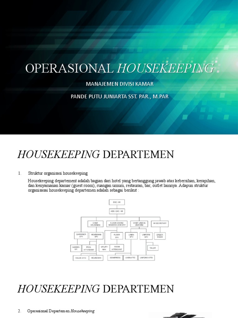 Operasional Housekeeping | PDF | Griya & Taman