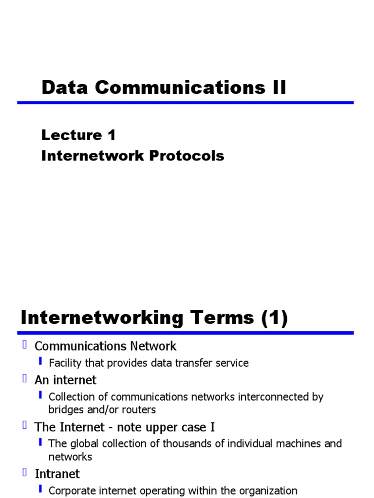 Data Communications II: Internetwork Protocols | PDF