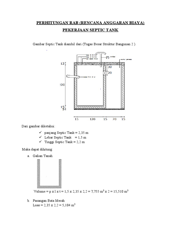 RAB Pembangunan Septic Tank | PDF