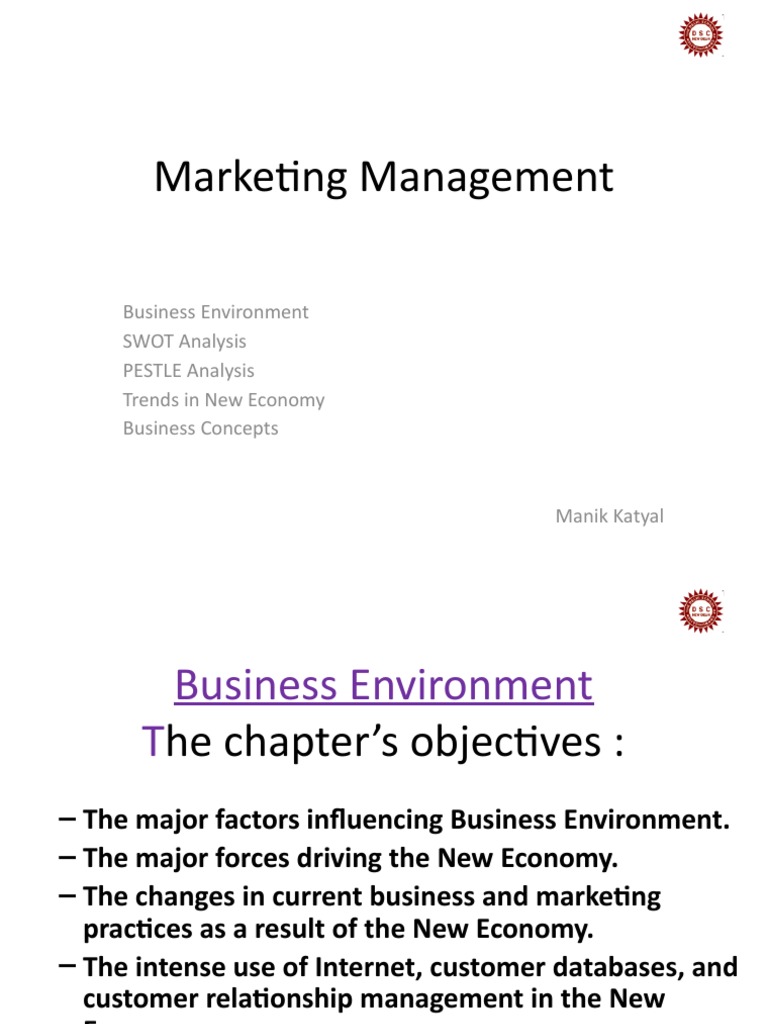 Marketing Management: Business Environment SWOT Analysis PESTLE ...