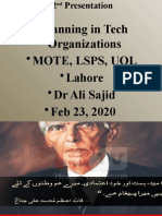 Planning in Tech Organizations Mote, LSPS, Uol Lahore DR Ali Sajid Feb 23, 2020
