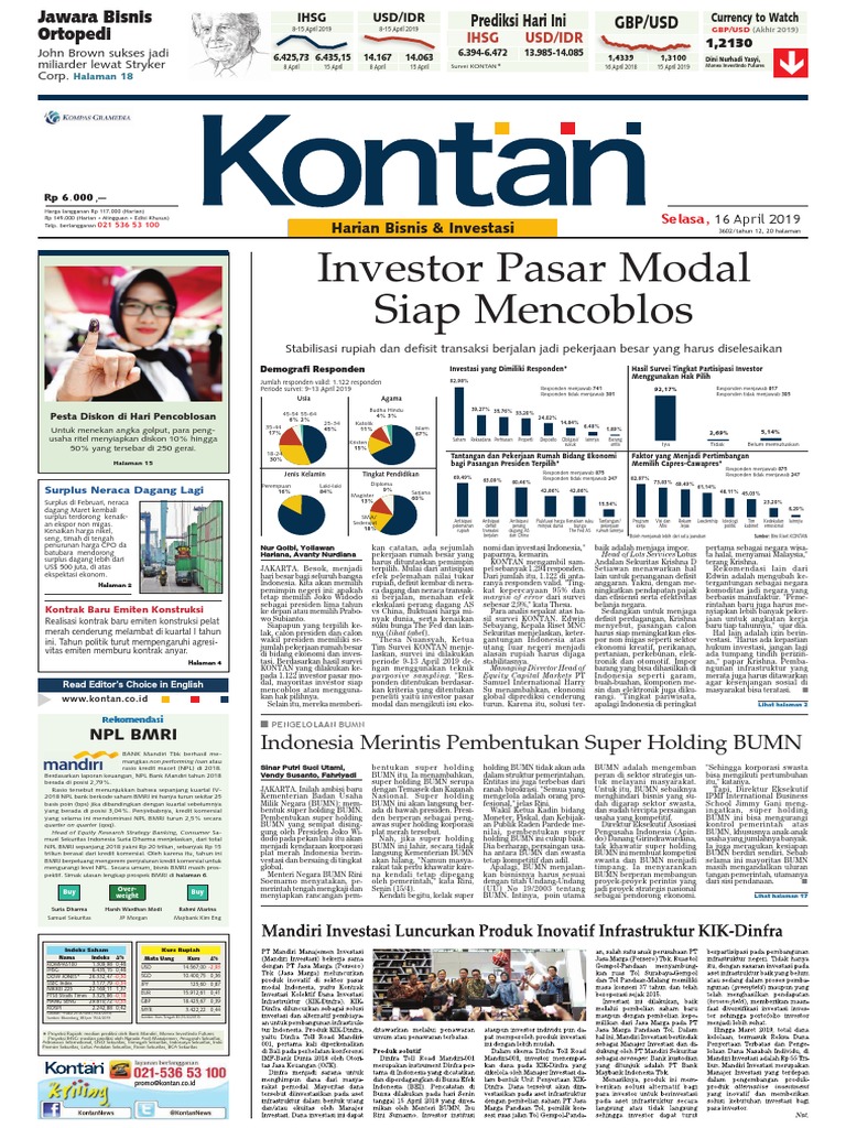 Kontan Harian Edisi 16 04 2019 Pdf