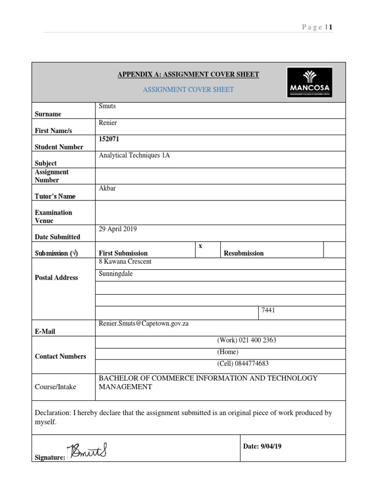 Analytical Techniques 1A Assignment | PDF | Sampling (Statistics ...