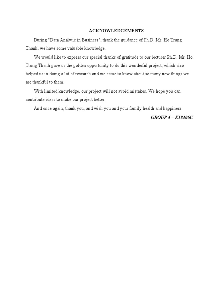 Acknowledgements: GROUP 4 - K18406C | PDF