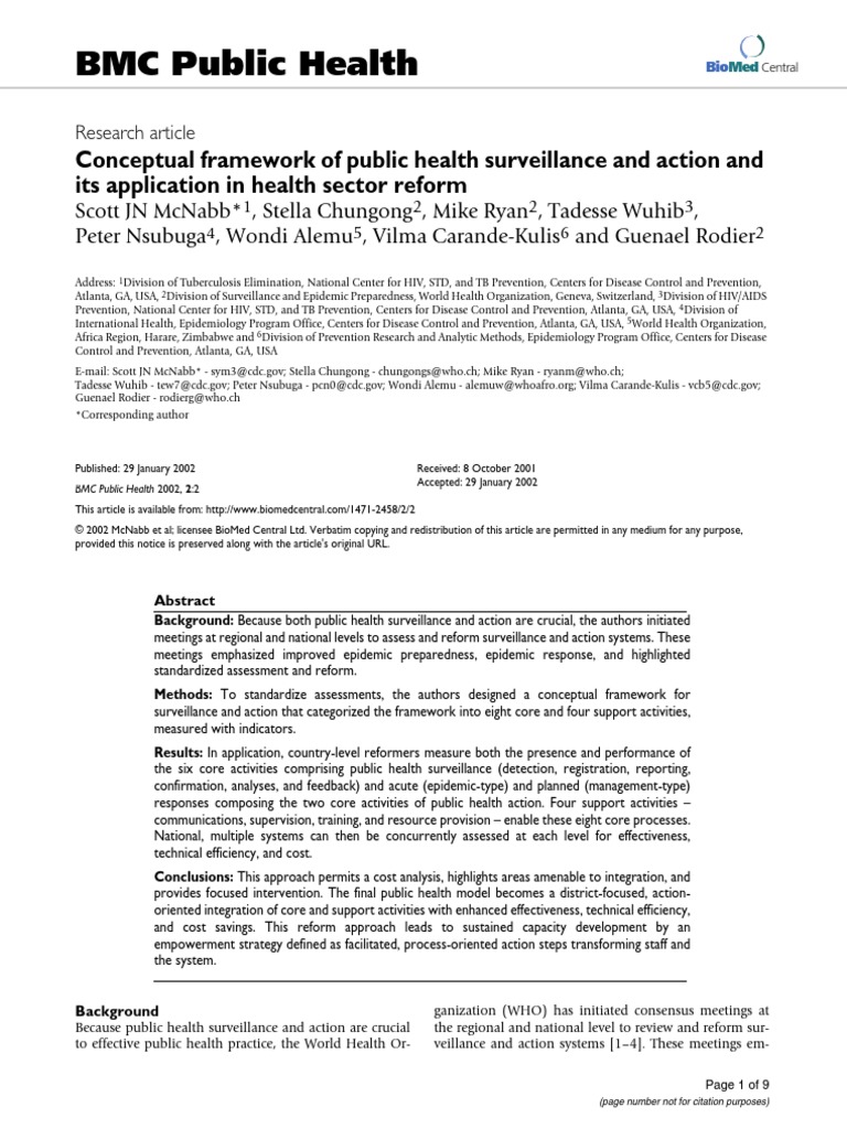 Conceptual Framework of Public Health Surveillance Management | PDF ...
