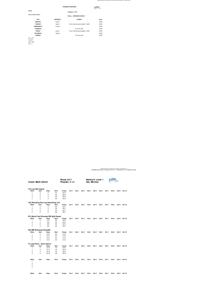 Mark Carroll 1 On 1 Phase 2 PDF Physical Fitness Physical Exercise