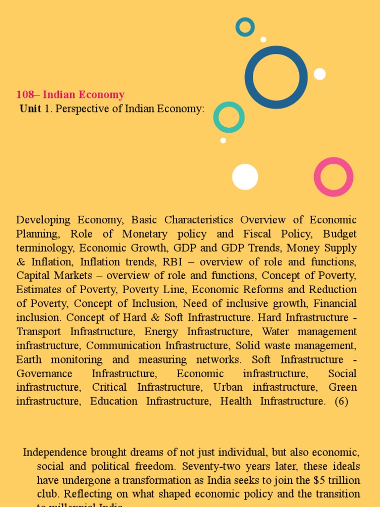 Unit 1. Perspective of Indian Economy | PDF | Fiscal Policy ...
