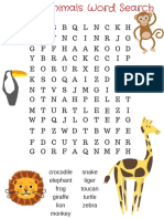 Jungle Animals Word Search Printable