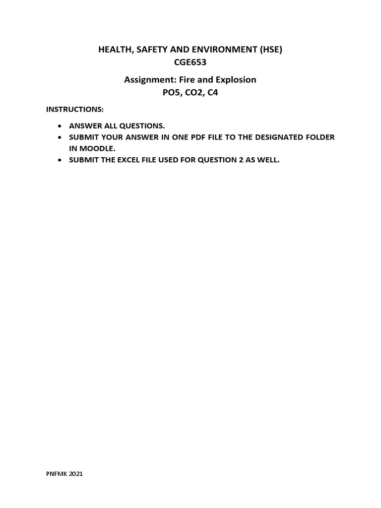 Fire and Explosion Safety Assignment | PDF | Physical Sciences | Nature