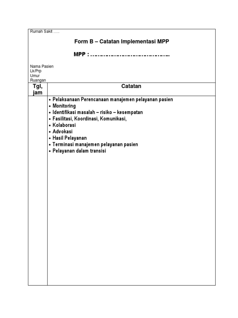 Catatan Implementasi MPP Rumah Sakit | PDF