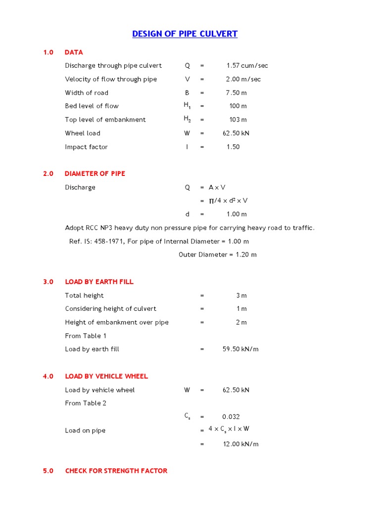 Pipe Culvert Design Calculations | PDF | Economic Sectors | Building ...