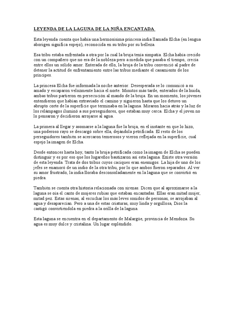Leyenda de la Laguna Encantada de Mendoza | PDF