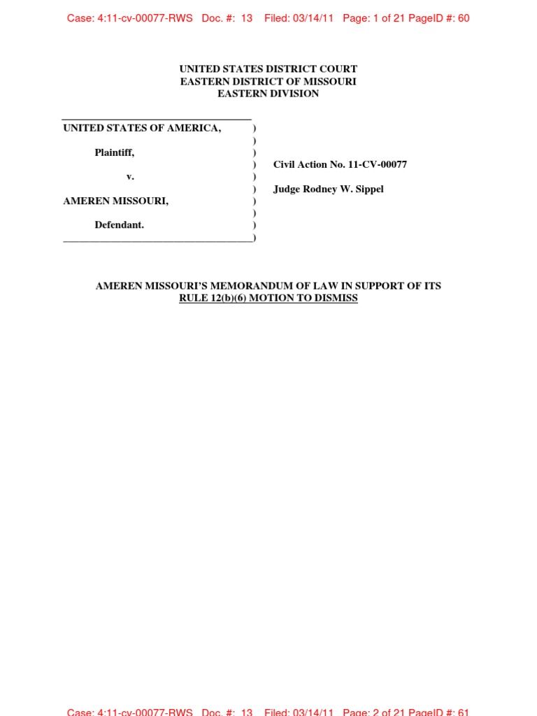 Motion To Dismiss Filed by Ameren Missouri PDF Statute Of