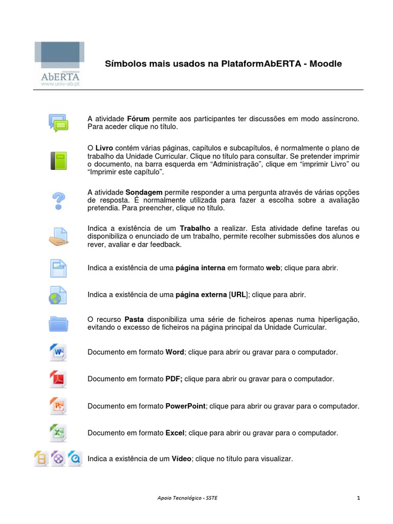 Símbolos Moodle | PDF | Moodle | Informática