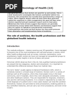 AQA Unit 2: Sociology of Health (14) : The Role of Medicine, The Health Professions and The Globalised Health Industry