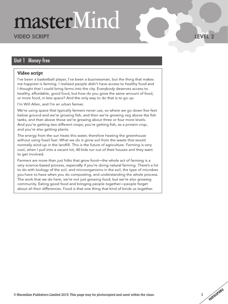 MasterMind 2 Unit 1 Videoscript | PDF | Wellness