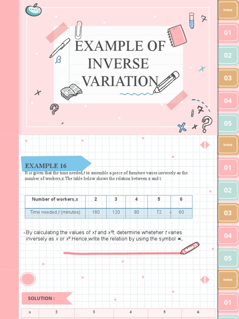 Inverse Variation Examples and Solutions | PDF | Gases | Metrology
