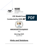 CEE Model Exam Conducted by IOM 40 Batch: Hints and Solutions