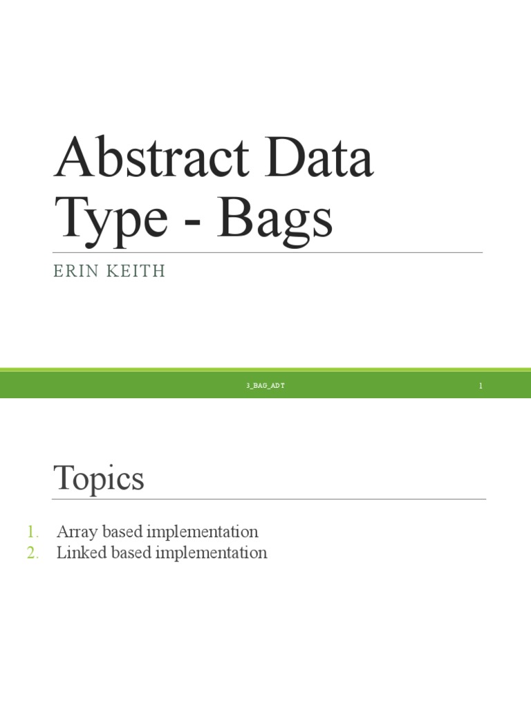 3 ADT Bags PDF Array Data Structure Class Programming)